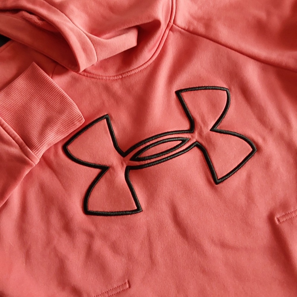 Under Armour Hoodie Sweatshirt Womens XS Loose Salmon Pink 100% Polyester